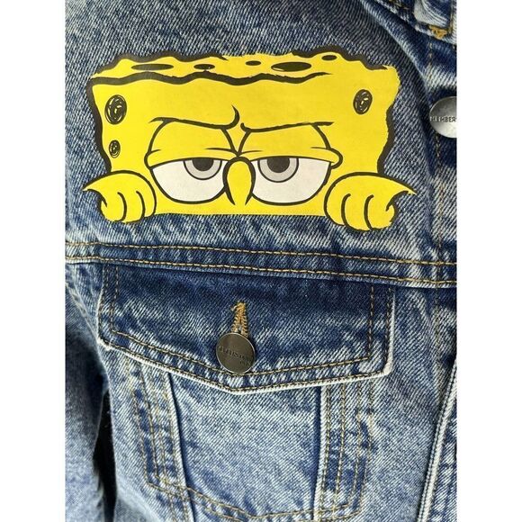 Members Only x Sponge Bob Trucker Denim Jean Jacket X Nickelodeon Size Small New - Picture 9 of 12